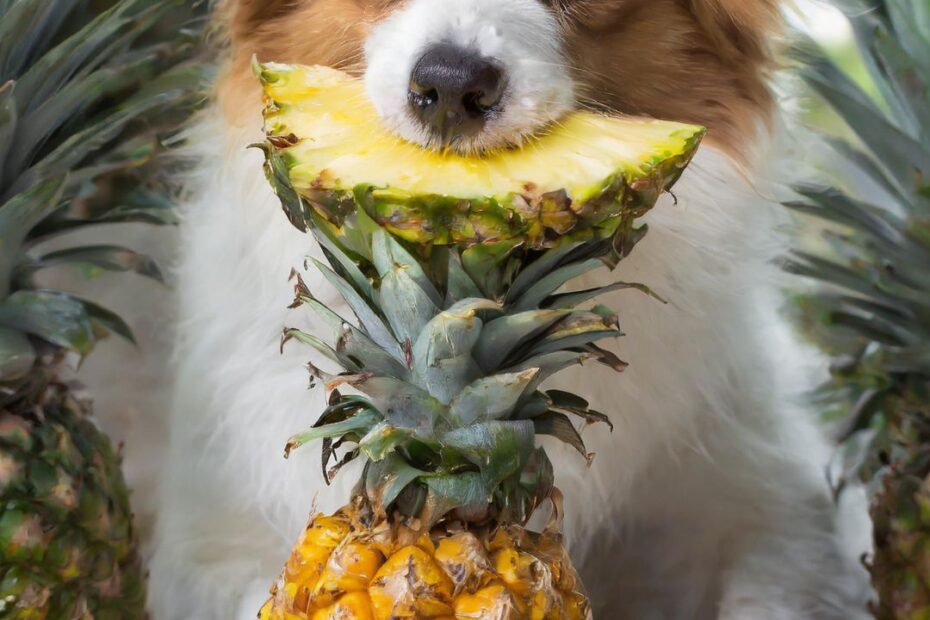 cachorro comendo abacaxi