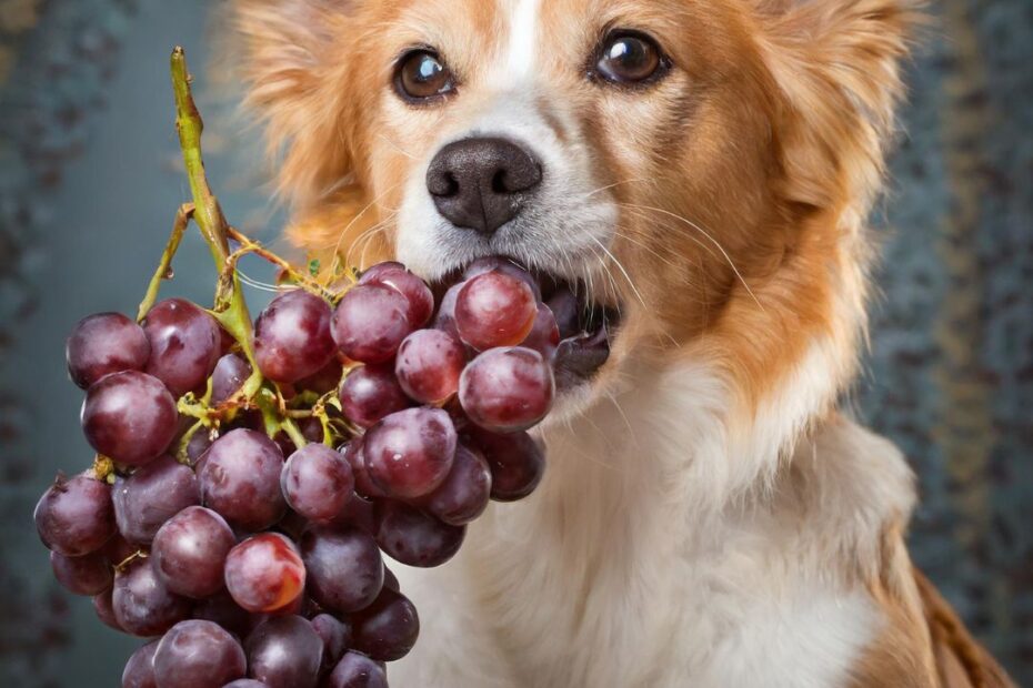 cachorro comendo uva
