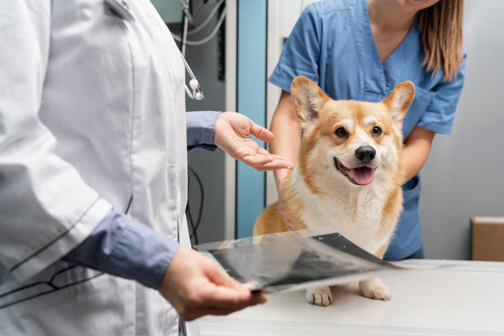 Cachorro em consulta no veterinário